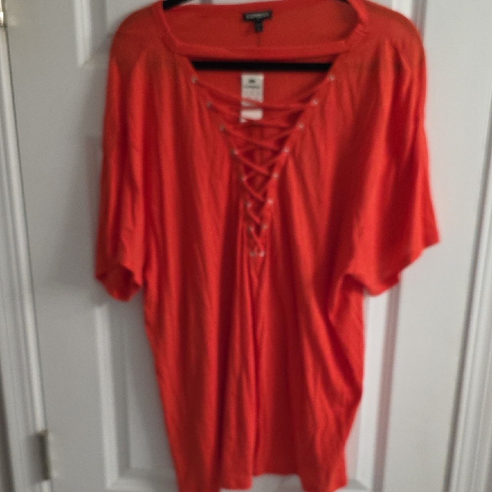 Express Bright Orange Lace-Up Top *NWT*